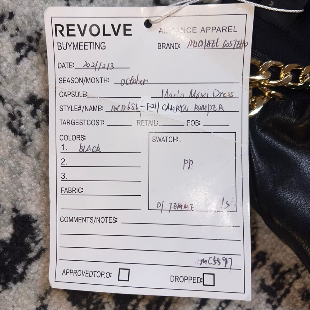 NWT Michael Costello X Revolve Black Faux Leather Maxi Dress Gold Chain Straps S - Picture 12 of 14